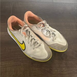 Nike Tiempo White and Yellow indoor Soccer Cleats